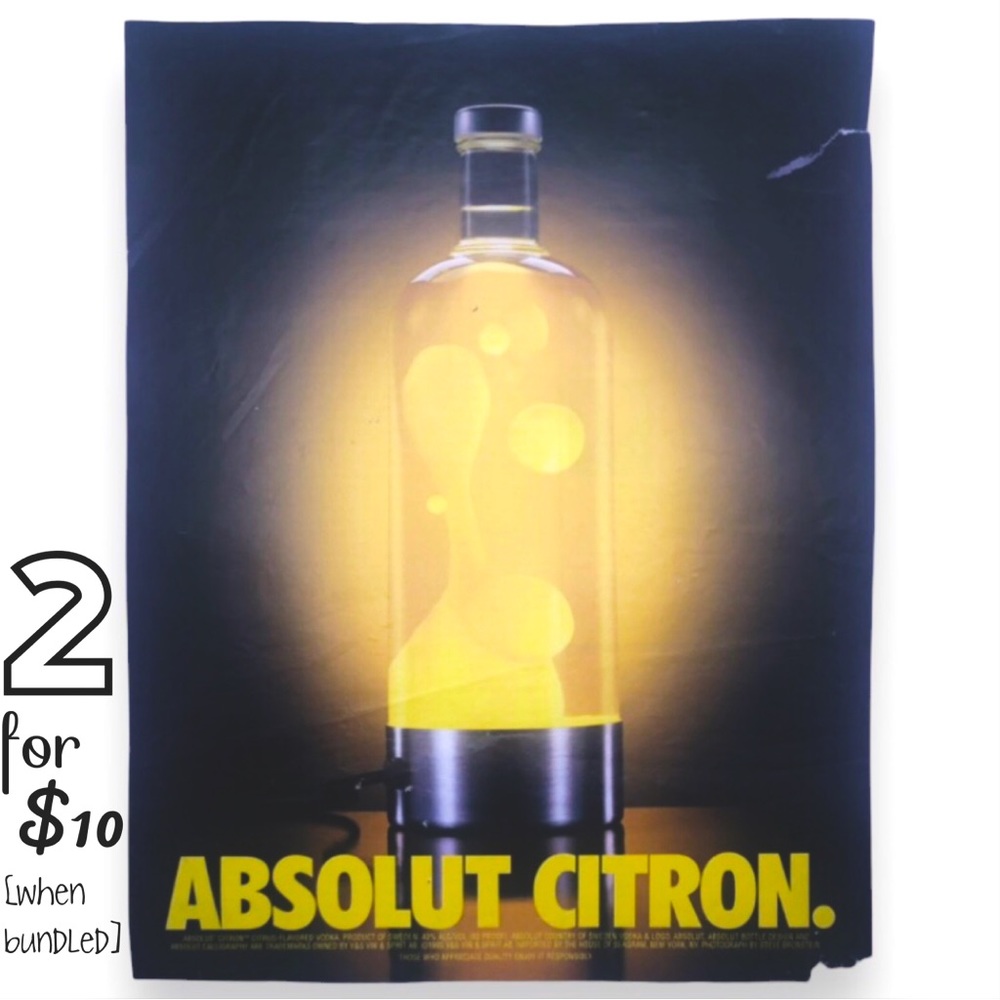 🔵[Absolut Vodka] ABSOLUT CITRON Original 1996 Vintage Magazine Advertisement